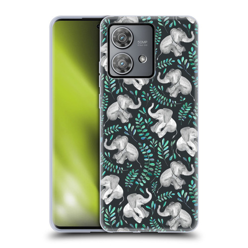 Micklyn Le Feuvre Wildlife Little Laughing Elephants In Turquoise And Grey Soft Gel Case for Motorola Edge 40 Neo 5G