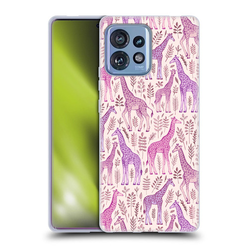 Micklyn Le Feuvre Wildlife Pink Giraffes Soft Gel Case for Motorola Moto Edge 40 Pro