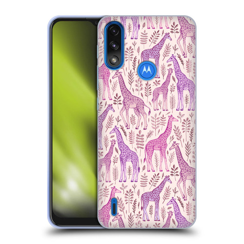 Micklyn Le Feuvre Wildlife Pink Giraffes Soft Gel Case for Motorola Moto E7 Power / Moto E7i Power