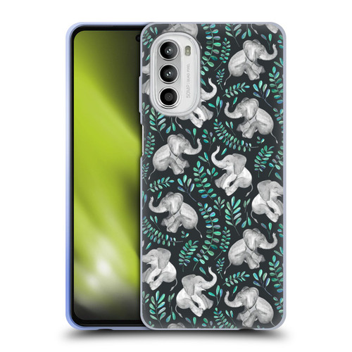 Micklyn Le Feuvre Wildlife Little Laughing Elephants In Turquoise And Grey Soft Gel Case for Motorola Moto G52