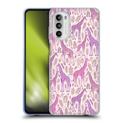 Micklyn Le Feuvre Wildlife Pink Giraffes Soft Gel Case for Motorola Moto G52