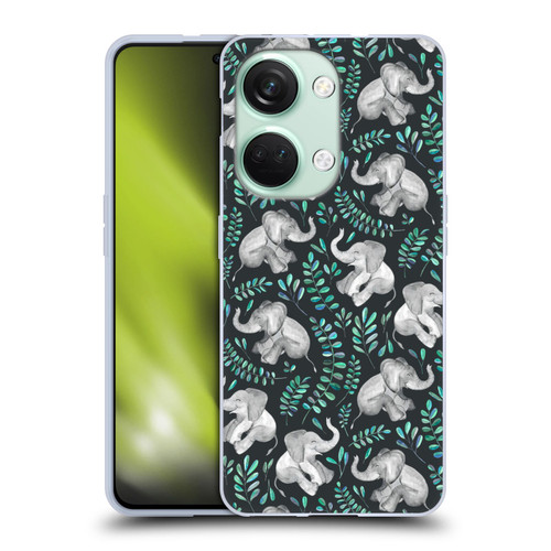 Micklyn Le Feuvre Wildlife Little Laughing Elephants In Turquoise And Grey Soft Gel Case for OnePlus Nord 3 5G