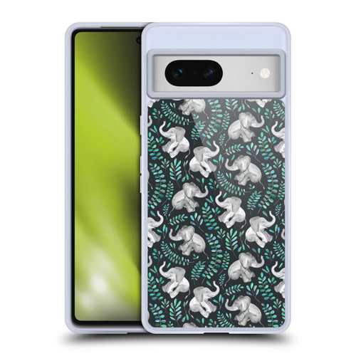 Micklyn Le Feuvre Wildlife Little Laughing Elephants In Turquoise And Grey Soft Gel Case for Google Pixel 7