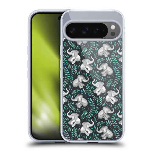 Micklyn Le Feuvre Wildlife Little Laughing Elephants In Turquoise And Grey Soft Gel Case for Google Pixel 9 Pro XL