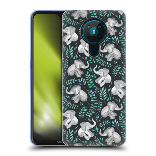 Micklyn Le Feuvre Wildlife Little Laughing Elephants In Turquoise And Grey Soft Gel Case for Nokia 5.3