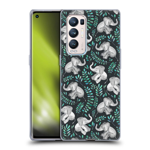 Micklyn Le Feuvre Wildlife Little Laughing Elephants In Turquoise And Grey Soft Gel Case for OPPO Find X3 Neo / Reno5 Pro+ 5G