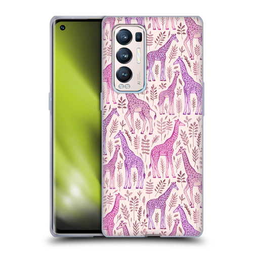Micklyn Le Feuvre Wildlife Pink Giraffes Soft Gel Case for OPPO Find X3 Neo / Reno5 Pro+ 5G