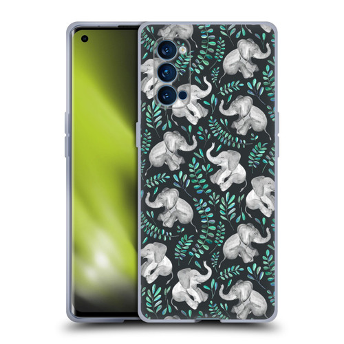 Micklyn Le Feuvre Wildlife Little Laughing Elephants In Turquoise And Grey Soft Gel Case for OPPO Reno 4 Pro 5G