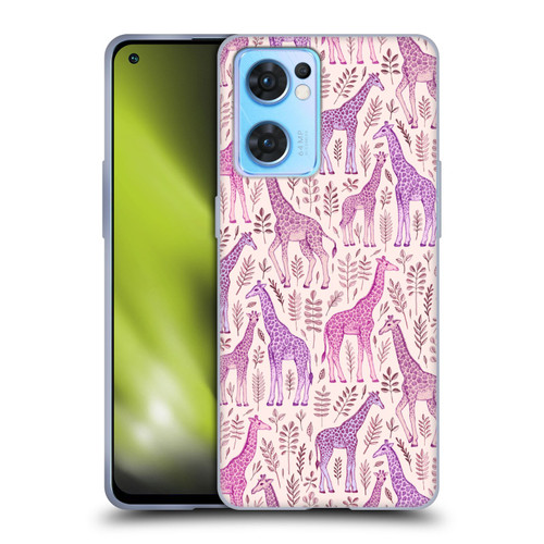 Micklyn Le Feuvre Wildlife Pink Giraffes Soft Gel Case for OPPO Reno7 5G / Find X5 Lite