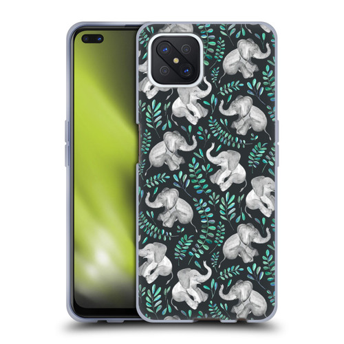 Micklyn Le Feuvre Wildlife Little Laughing Elephants In Turquoise And Grey Soft Gel Case for OPPO Reno4 Z 5G