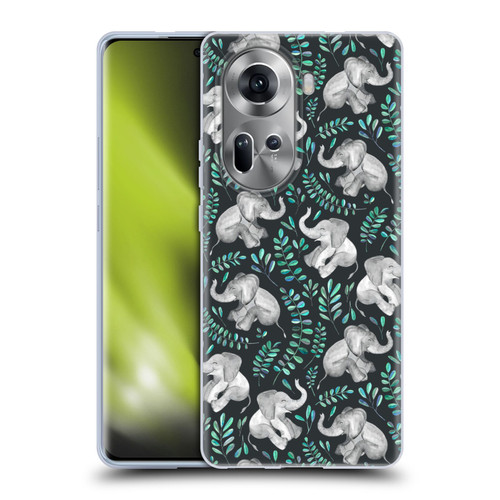 Micklyn Le Feuvre Wildlife Little Laughing Elephants In Turquoise And Grey Soft Gel Case for OPPO Reno11