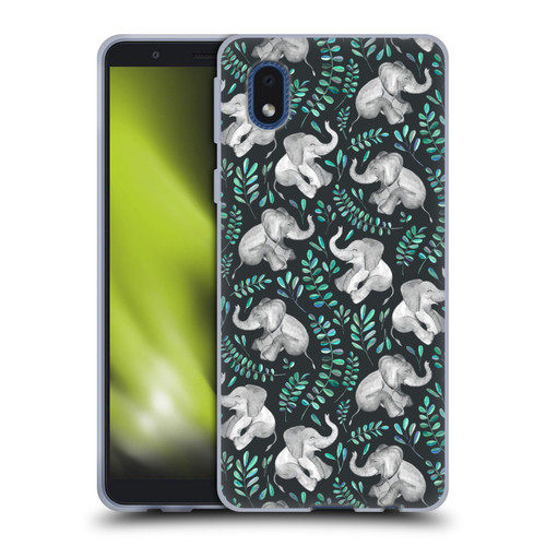 Micklyn Le Feuvre Wildlife Little Laughing Elephants In Turquoise And Grey Soft Gel Case for Samsung Galaxy A01 Core (2020)