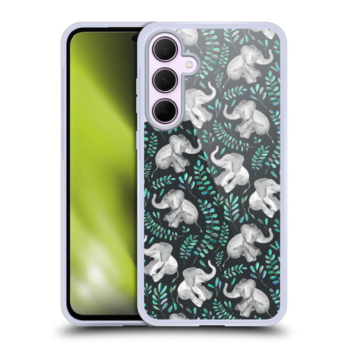 Micklyn Le Feuvre Wildlife Little Laughing Elephants In Turquoise And Grey Soft Gel Case for Samsung Galaxy A35 5G
