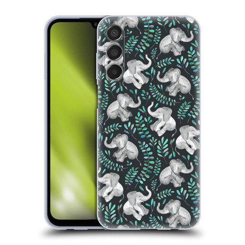 Micklyn Le Feuvre Wildlife Little Laughing Elephants In Turquoise And Grey Soft Gel Case for Samsung Galaxy M15/F15 5G