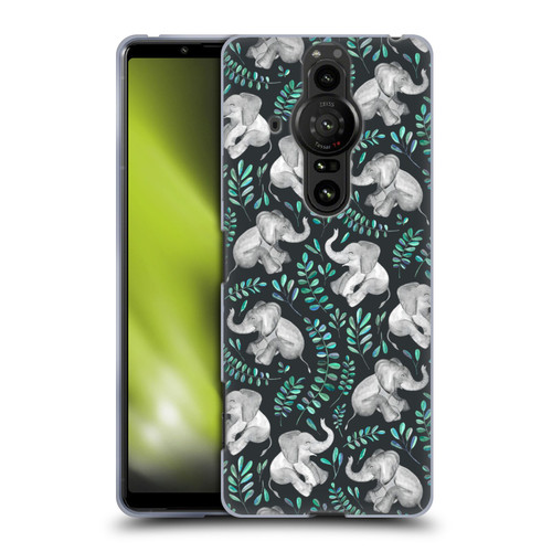 Micklyn Le Feuvre Wildlife Little Laughing Elephants In Turquoise And Grey Soft Gel Case for Sony Xperia Pro-I
