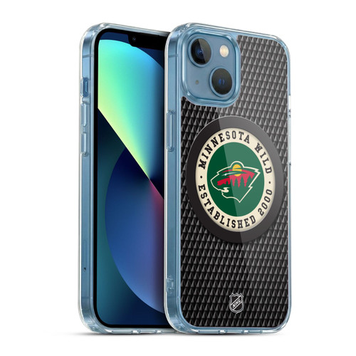 NHL Minnesota Wild Puck Texture Soft Gel Case for Apple iPhone 13 Mini