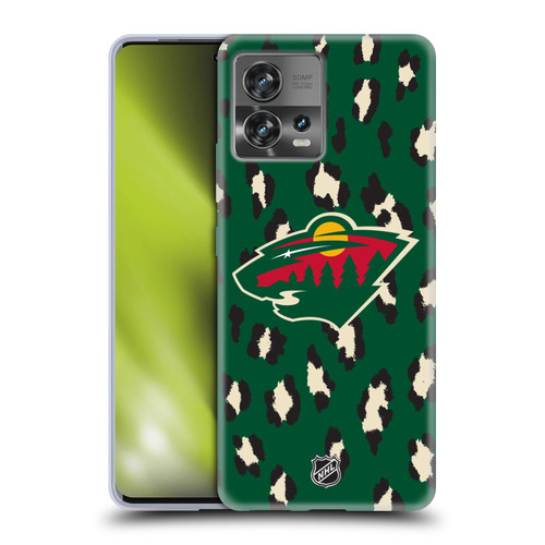 NHL Minnesota Wild Leopard Pattern Soft Gel Case for Motorola Moto Edge 30 Fusion