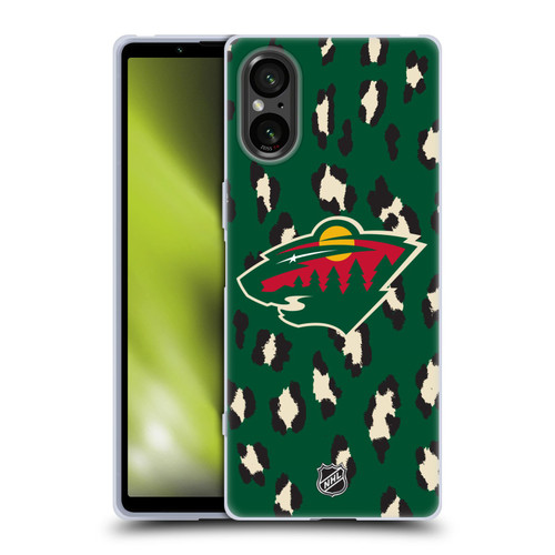 NHL Minnesota Wild Leopard Pattern Soft Gel Case for Sony Xperia 5 V 5G