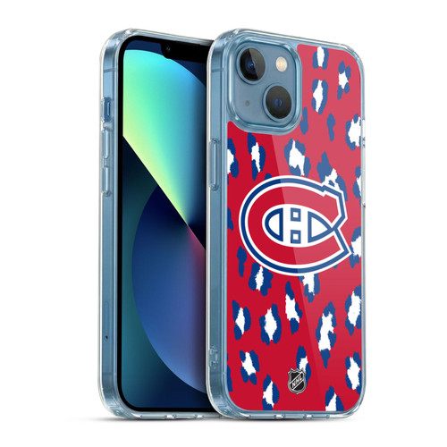 NHL Montreal Canadiens Leopard Pattern Soft Gel Case for Apple iPhone 13 Mini