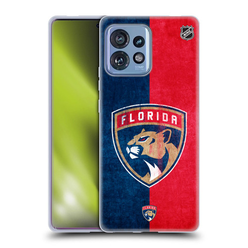 NHL Florida Panthers Half Distressed Soft Gel Case for Motorola Moto Edge 40 Pro/Plus 2023