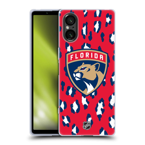 NHL Florida Panthers Leopard Pattern Soft Gel Case for Sony Xperia 5 V 5G