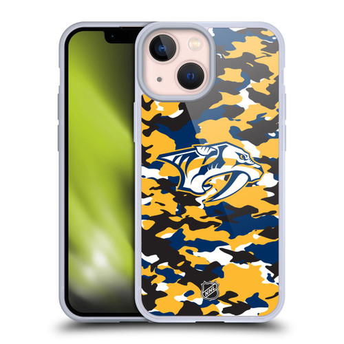 NHL Nashville Predators Camouflage Soft Gel Case for Apple iPhone 13 Mini