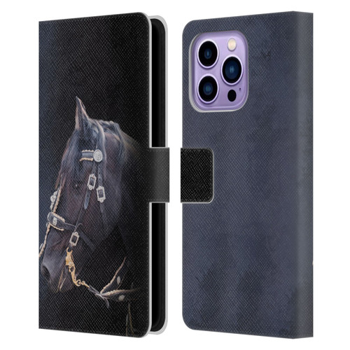 Simone Gatterwe Pegasus And Unicorns Friesian Horse Leather Book Wallet Case Cover For Apple iPhone 14 Pro Max