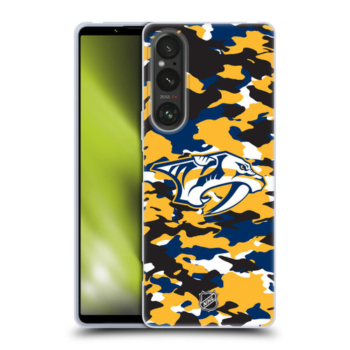 NHL Nashville Predators Camouflage Soft Gel Case for Sony Xperia 1 V 5G