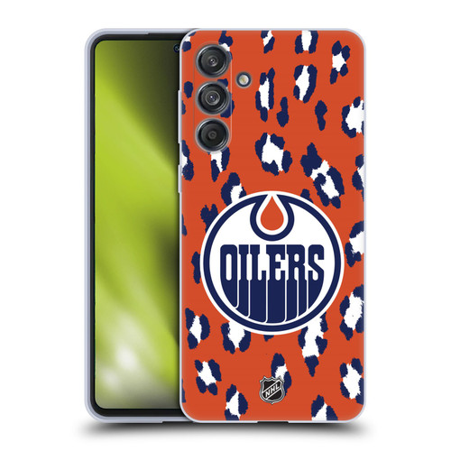 NHL Edmonton Oilers Leopard Pattern Soft Gel Case for Samsung Galaxy M55 5G