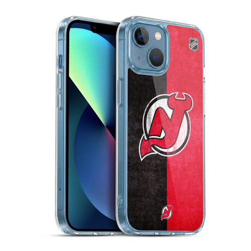 NHL New Jersey Devils Half Distressed Soft Gel Case for Apple iPhone 13 Mini
