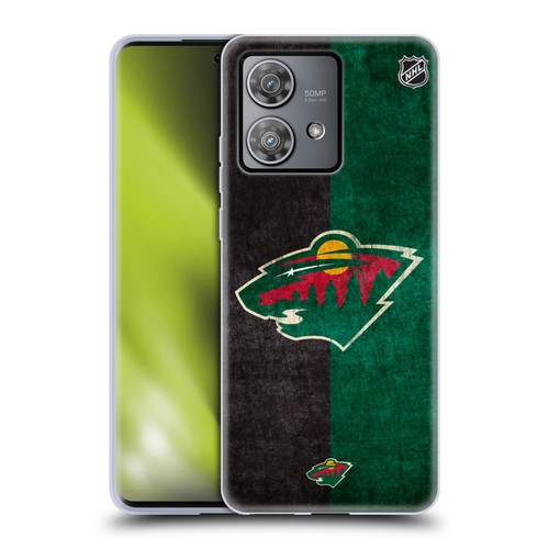 NHL Minnesota Wild Half Distressed Soft Gel Case for Motorola Edge 40 Neo 5G