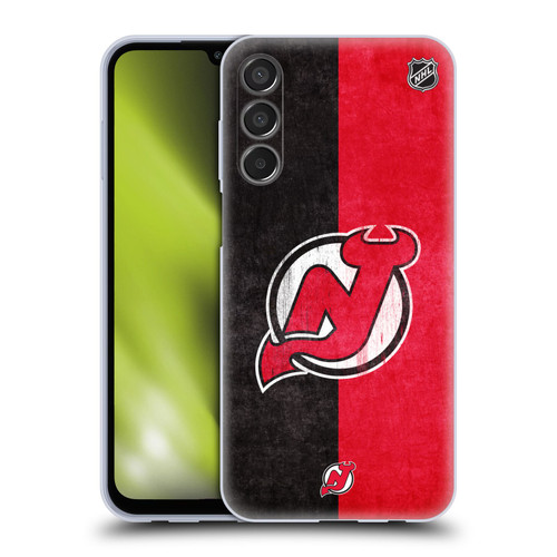 NHL New Jersey Devils Half Distressed Soft Gel Case for Samsung Galaxy M15/F15 5G