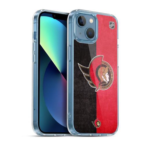 NHL Ottawa Senators Half Distressed Soft Gel Case for Apple iPhone 13 Mini & MagSafe