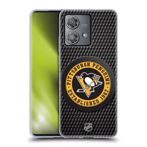 NHL Pittsburgh Penguins Puck Texture Soft Gel Case for Motorola Edge 40 Neo 5G
