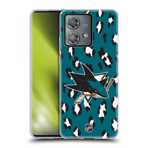 NHL San Jose Sharks Leopard Pattern Soft Gel Case for Motorola Edge 40 Neo 5G