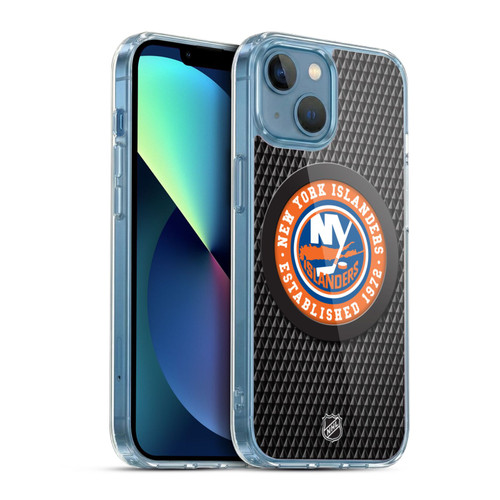 NHL New York Islanders Puck Texture Soft Gel Case for Apple iPhone 13 Mini
