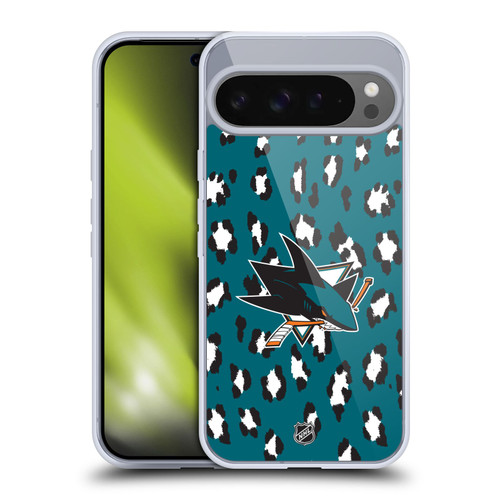NHL San Jose Sharks Leopard Pattern Soft Gel Case for Google Pixel 9 Pro XL