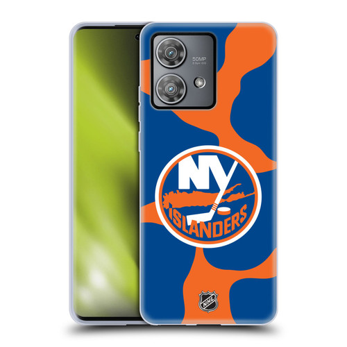NHL New York Islanders Cow Pattern Soft Gel Case for Motorola Edge 40 Neo 5G