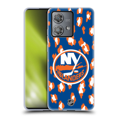 NHL New York Islanders Leopard Pattern Soft Gel Case for Motorola Edge 40 Neo 5G