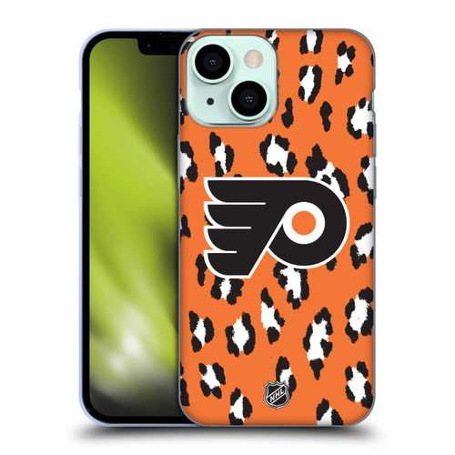 NHL Philadelphia Flyers Leopard Pattern Soft Gel Case for Apple iPhone 13 Mini