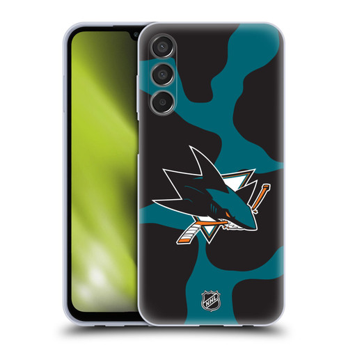 NHL San Jose Sharks Cow Pattern Soft Gel Case for Samsung Galaxy M15/F15 5G