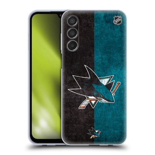 NHL San Jose Sharks Half Distressed Soft Gel Case for Samsung Galaxy M15/F15 5G