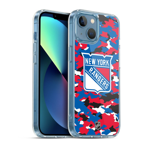 NHL New York Rangers Camouflage Soft Gel Case for Apple iPhone 13 Mini & MagSafe