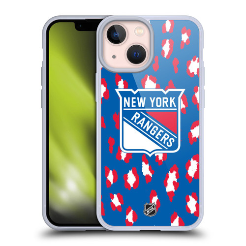 NHL New York Rangers Leopard Pattern Soft Gel Case for Apple iPhone 13 Mini & MagSafe