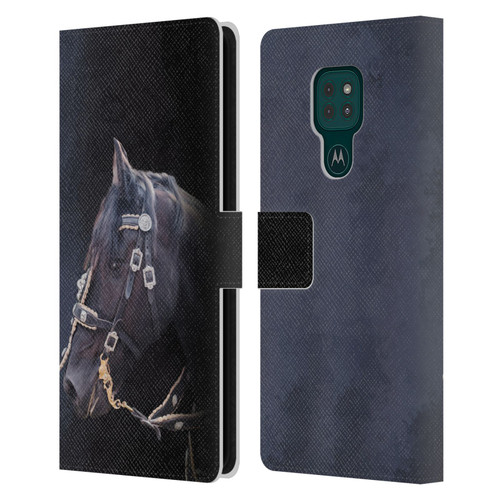 Simone Gatterwe Pegasus And Unicorns Friesian Horse Leather Book Wallet Case Cover For Motorola Moto G9 Play