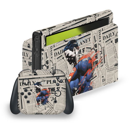 Superman DC Comics Logos And Comic Book Newspaper Vinyl Sticker Skin Decal Cover for Nintendo Switch OLED Bundle
