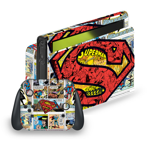 Superman DC Comics Logos And Comic Book Oversized Vinyl Sticker Skin Decal Cover for Nintendo Switch OLED Bundle