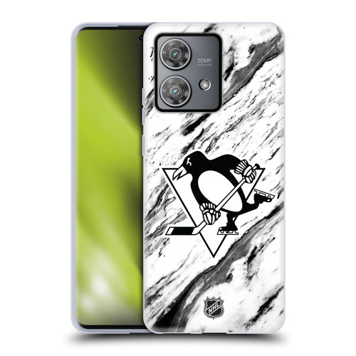 NHL Pittsburgh Penguins Marble Soft Gel Case for Motorola Edge 40 Neo 5G
