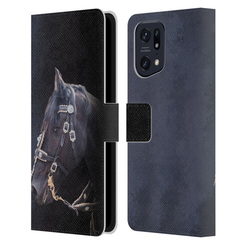 Simone Gatterwe Pegasus And Unicorns Friesian Horse Leather Book Wallet Case Cover For OPPO Find X5