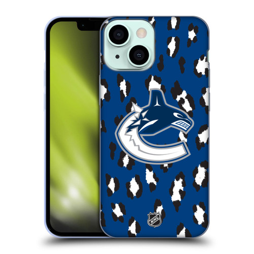 NHL Vancouver Canucks Leopard Pattern Soft Gel Case for Apple iPhone 13 Mini